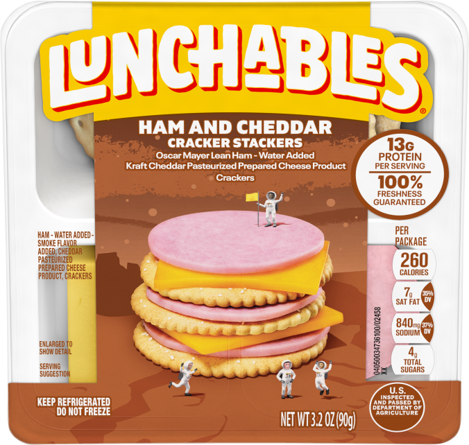Lunchables Ham & Cheddar Cheese with Crackers, 3.2 oz Tray