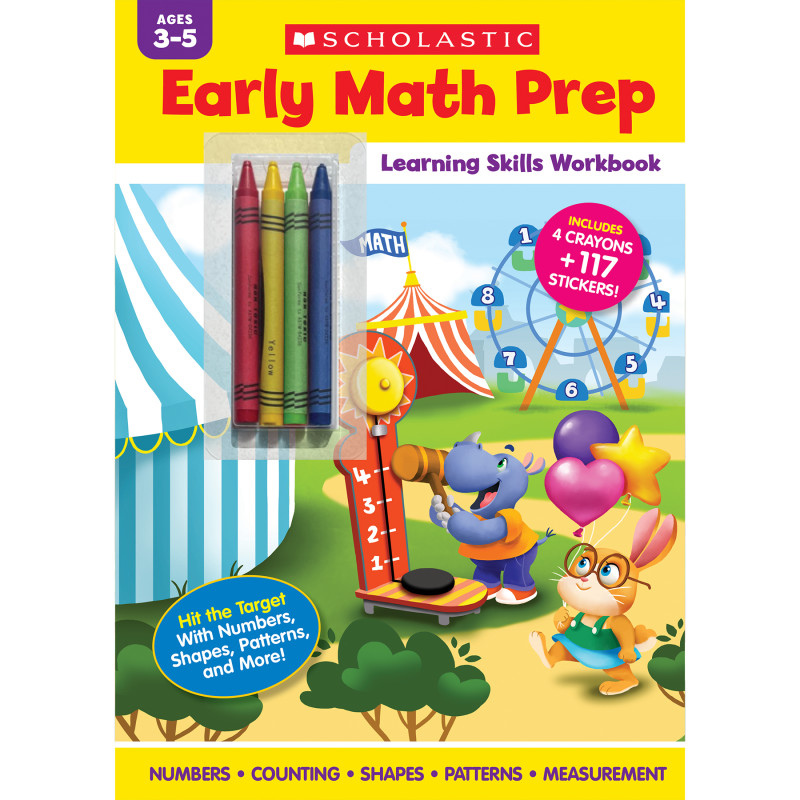 Early Math Prep Learning Skills Workbook, Stickers & Crayons Included, Grades PK - K