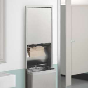 Bobrick, ClassicSeries, Recessed Manual Roll Towel Dispenser w/ Waste Receptacle, Stainless Steel