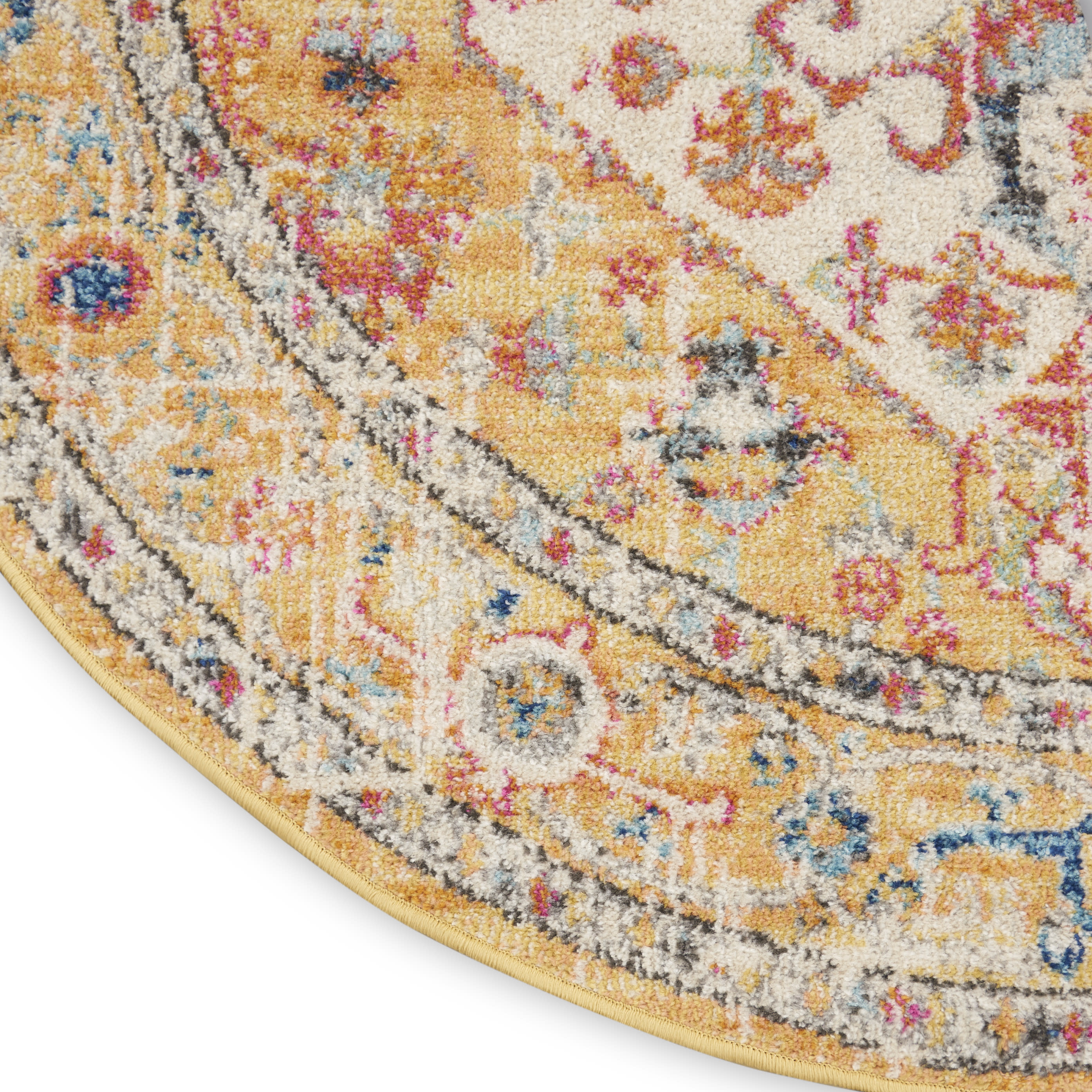 Nourison Passion 4' x Round Ivory Yellow Bohemian Indoor Rug
