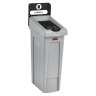 Rubbermaid Commercial, Slim Jim®, 23 gal, Resin, Gray/Black, Rectangle, Receptacle