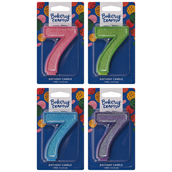 7 Glitter Numeral Candles
