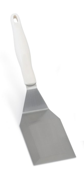 13.5-inch heavy-duty stainless steel turner with beveled edges and nylon Ergo Grip™ handle in white