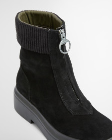 Imelda Zip-Front Ankle Boots Black Suede