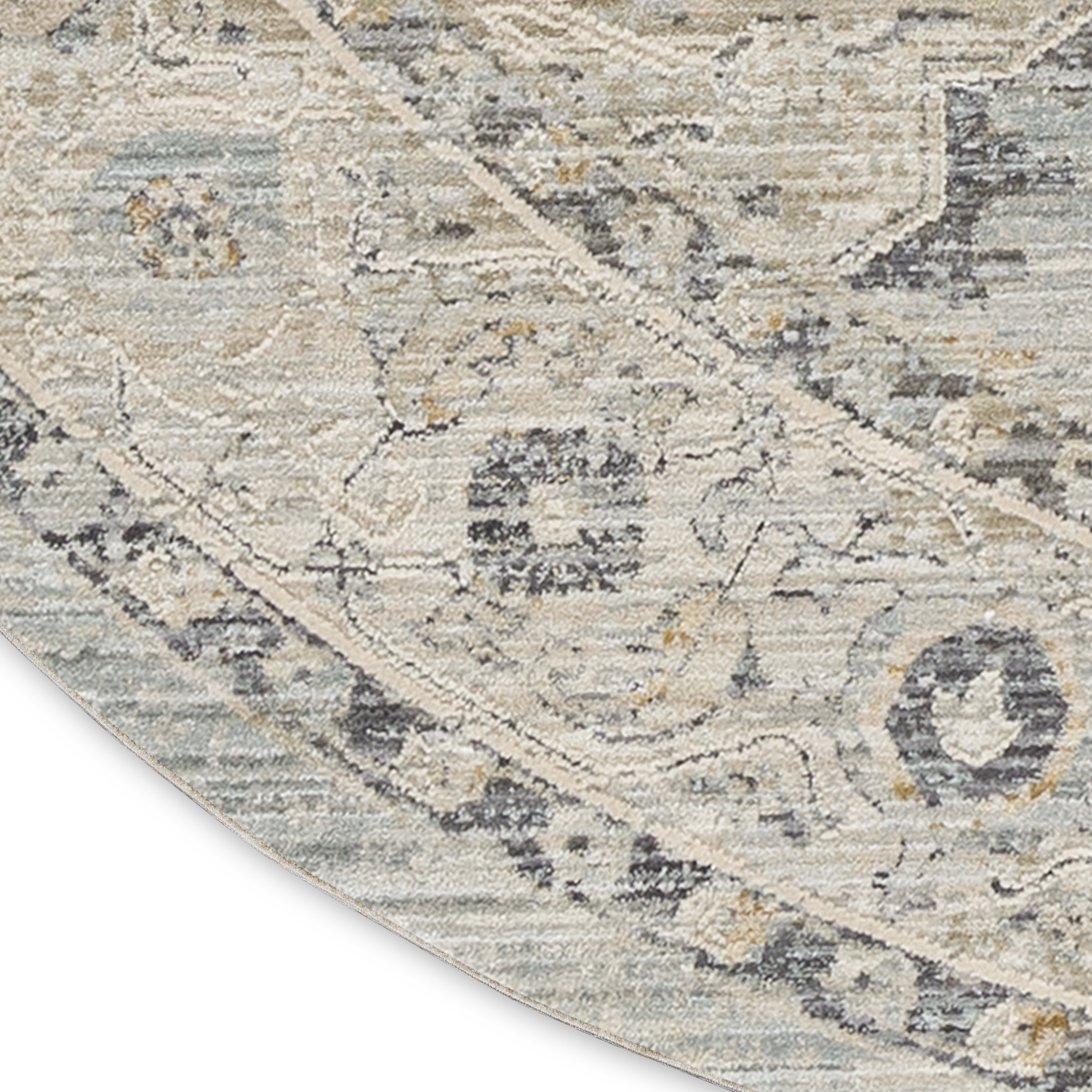 Nourison Lynx 7’10” x Round Light Blue Vintage Indoor Rug