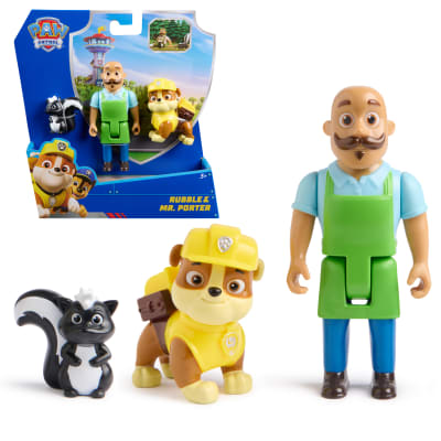 PAW Patrol Rubble & Mr. Porter Figure Pack with Skunk Toy Figure, Kids Toys for Boys & Girls Ages 3 and Up
