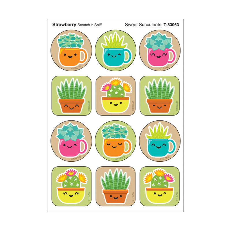 Sweet Succulents, Strawberry Scent Scratch 'n Sniff Stinky Stickers®, Pack of 48