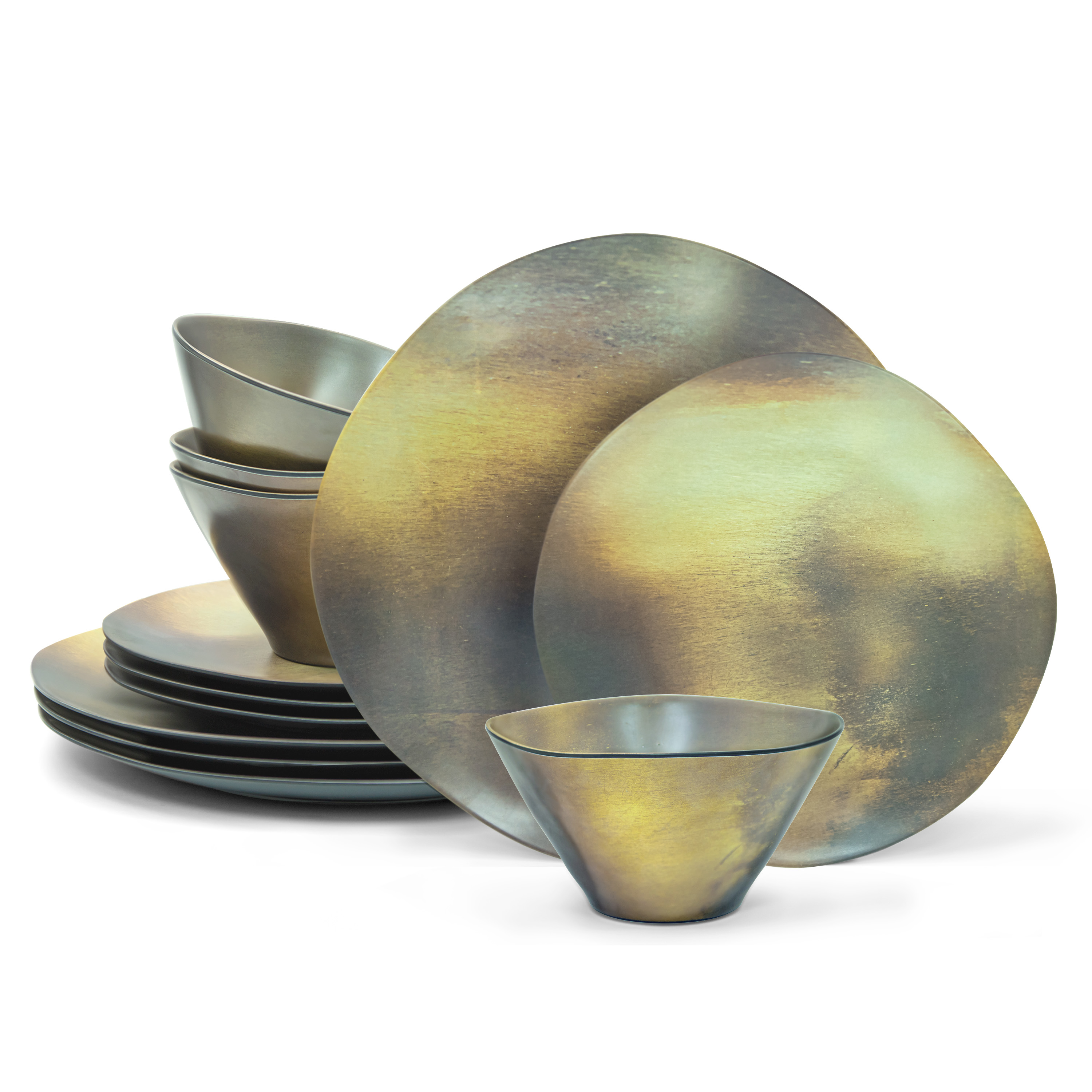 Organica Metallic Dinnerware Set, Metallic, 12-piece set slideshow image 1 Organica Metallic Dinnerware Set, Metallic, 12-piece set slideshow image 1