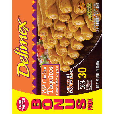Delimex White Meat Chicken Taquitos 30 count Box