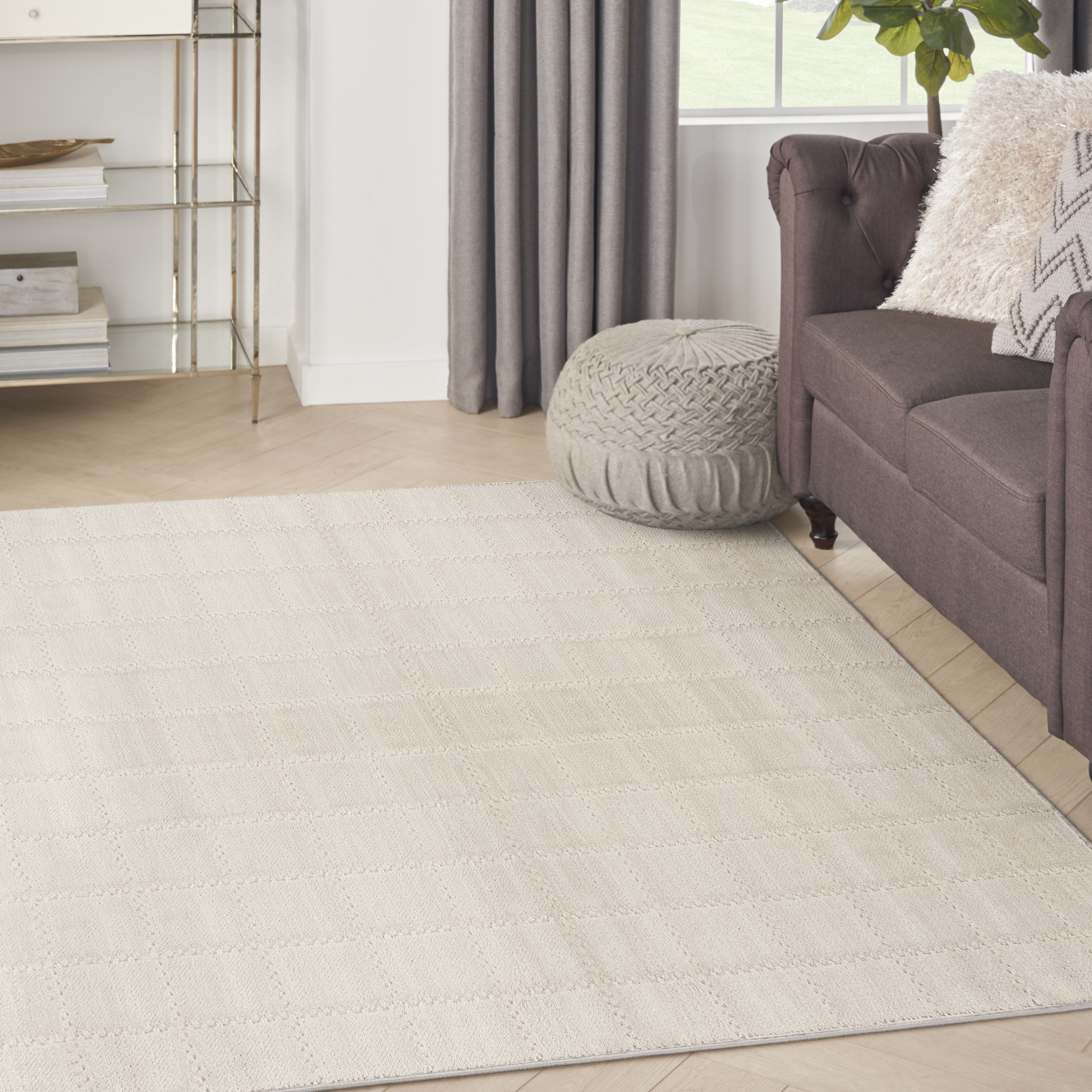 Nourison Serenity Home 3'11" x 5'11" Ivory Cream Modern Indoor Rug
