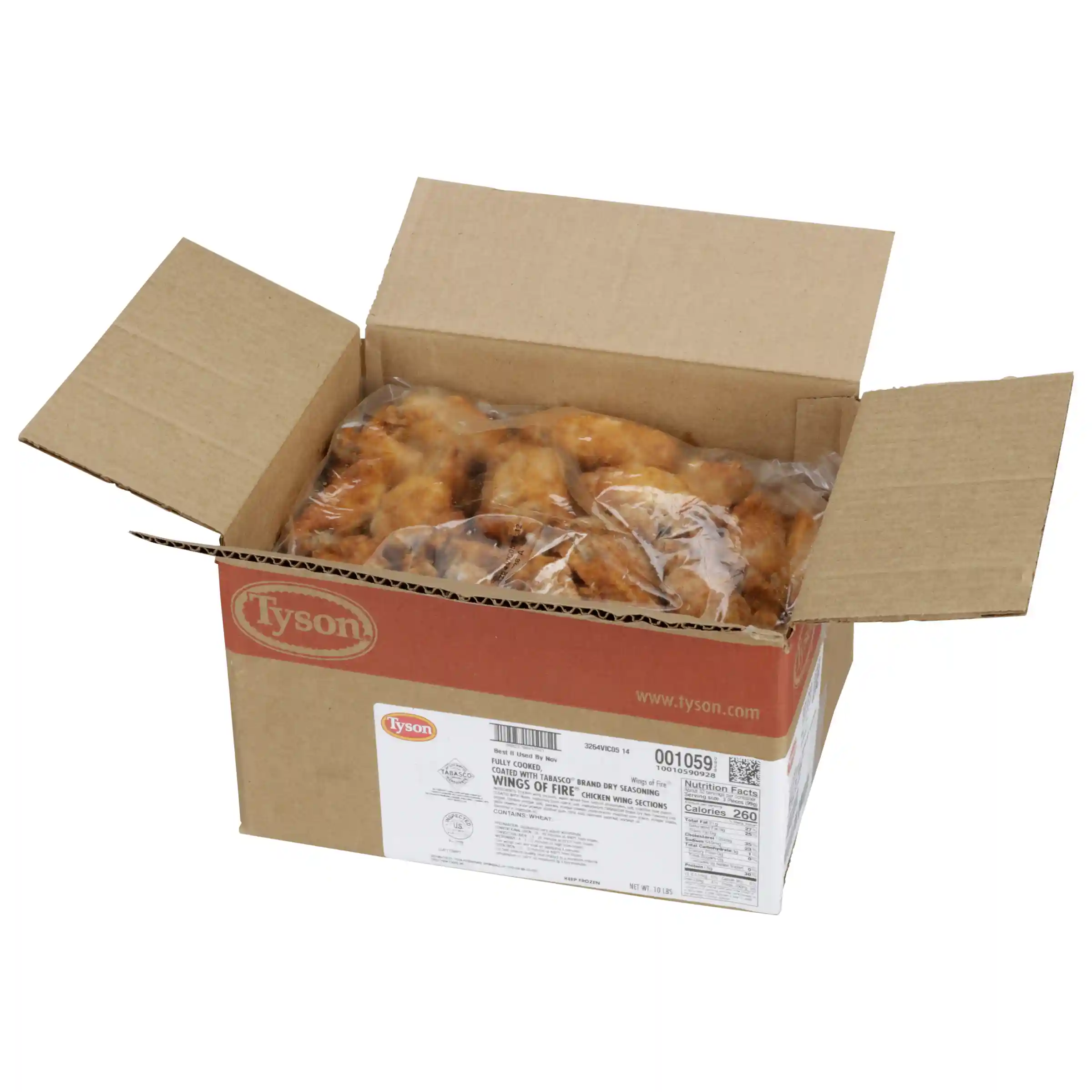 Tyson® Tabasco® Wings of Fire® Fully Cooked Coated Bone-In Chicken Wing Sections, Jumbo_image_4