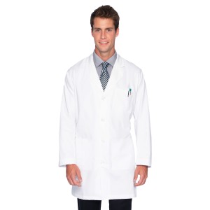 Landau 5-Pocket Lab Coat for Men - Relaxed Fit, 4-Button, Notch Neck, Full-Length Lab Coat 3124-