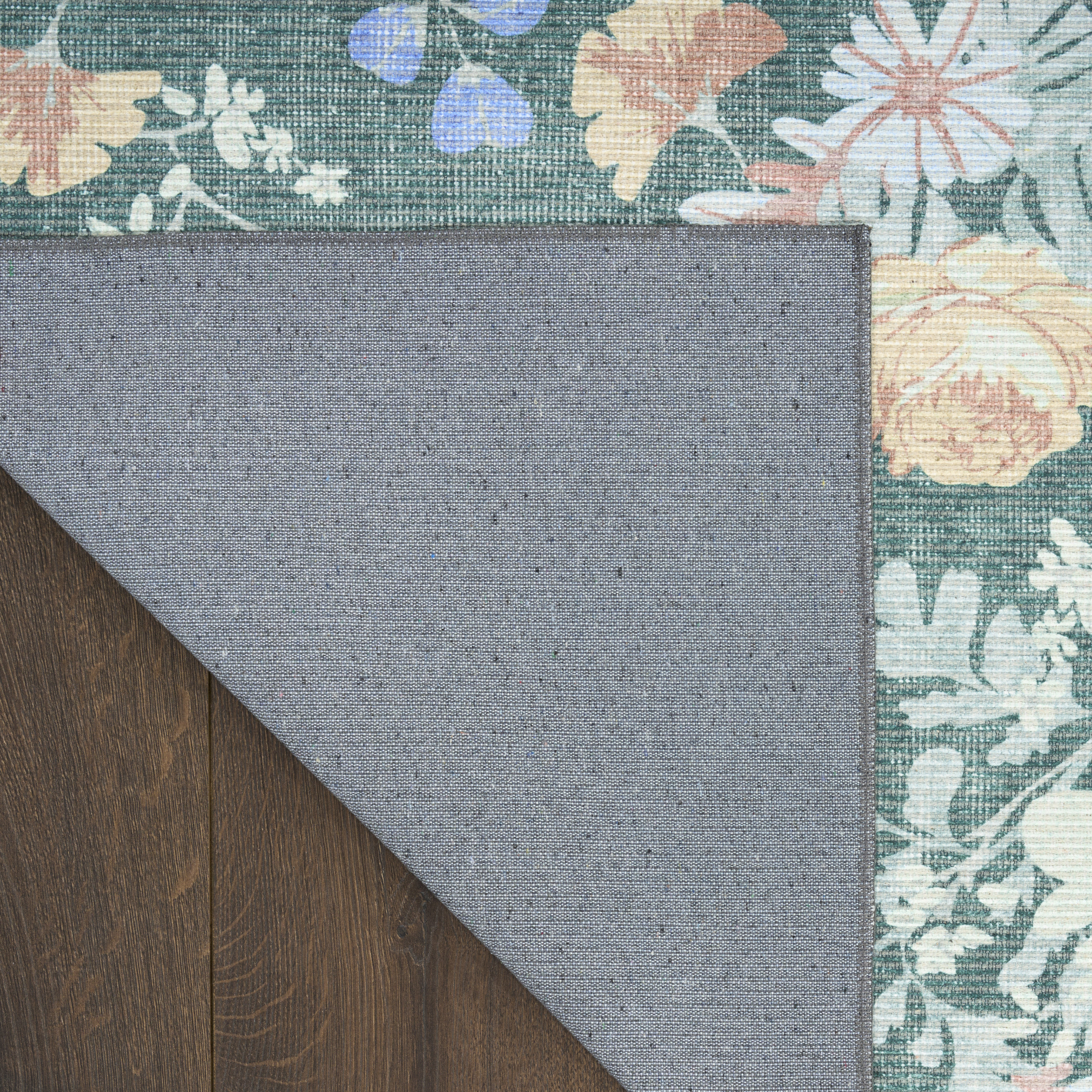 Nourison Botanical Washables 5' x 7' Green Multicolor Farmhouse Indoor Rug