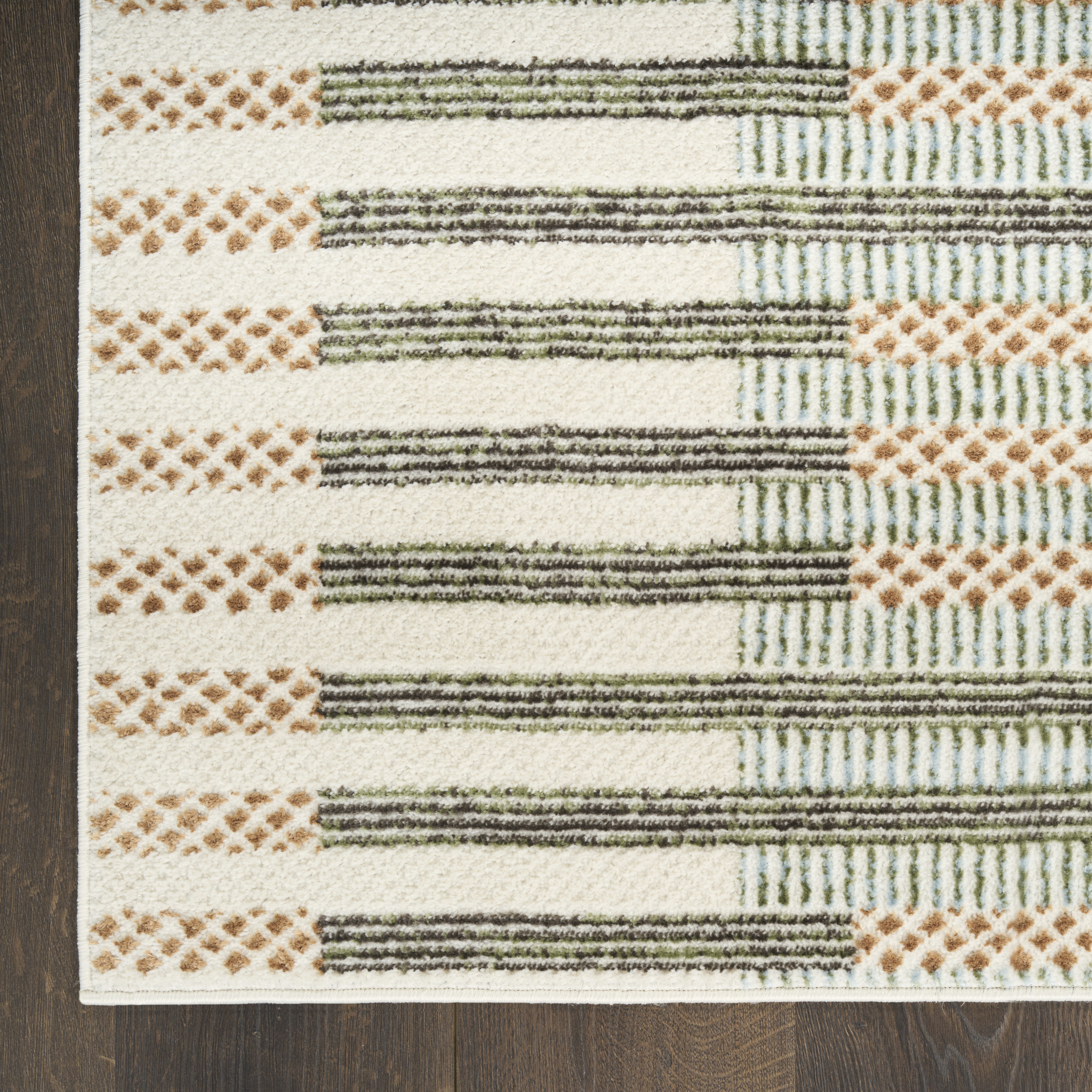 Nourison Nordic 2' x 6' Ivory Multicolor Modern Indoor Rug