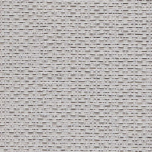 Sheer woven blind fabric with horizontal open-weave and thin slubs; filtering diffuse daylight; close-up view of a neutral-toned interior window covering.