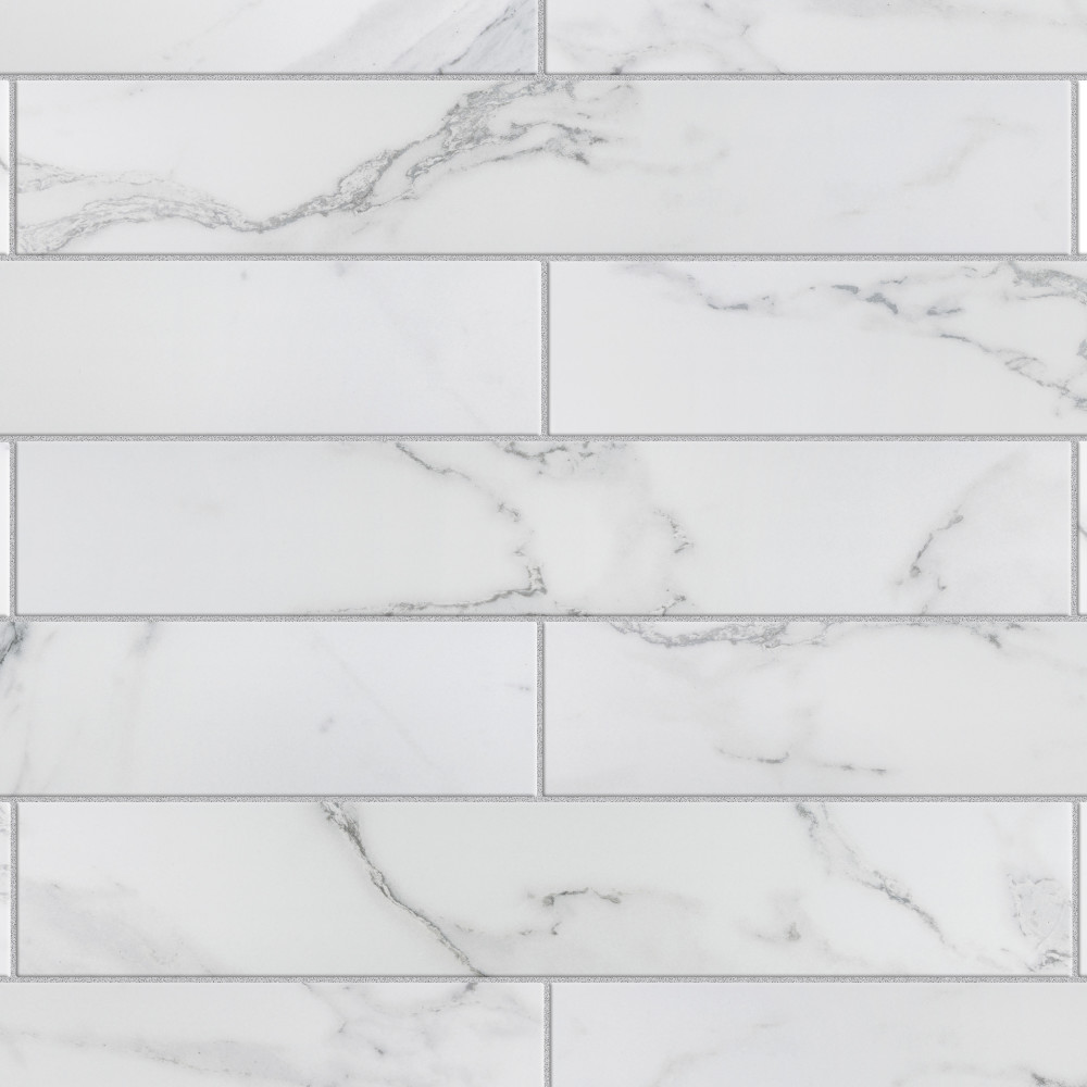 Tinos White 3-1/8 in. x 17-3/8 in. Porcelain Floor and Wall Tile