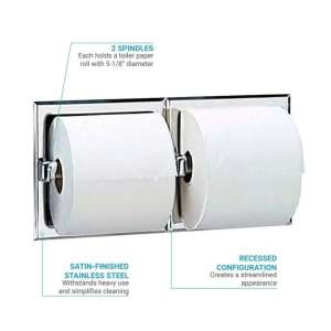 Bobrick, Recessed, Standard Bath Tissue Dispenser, Chrome