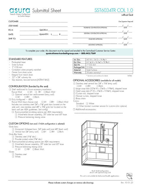 Spec Sheet — Cd Shower Spec Sheet Asura Sst 6034 Tr 1 0 No Seat