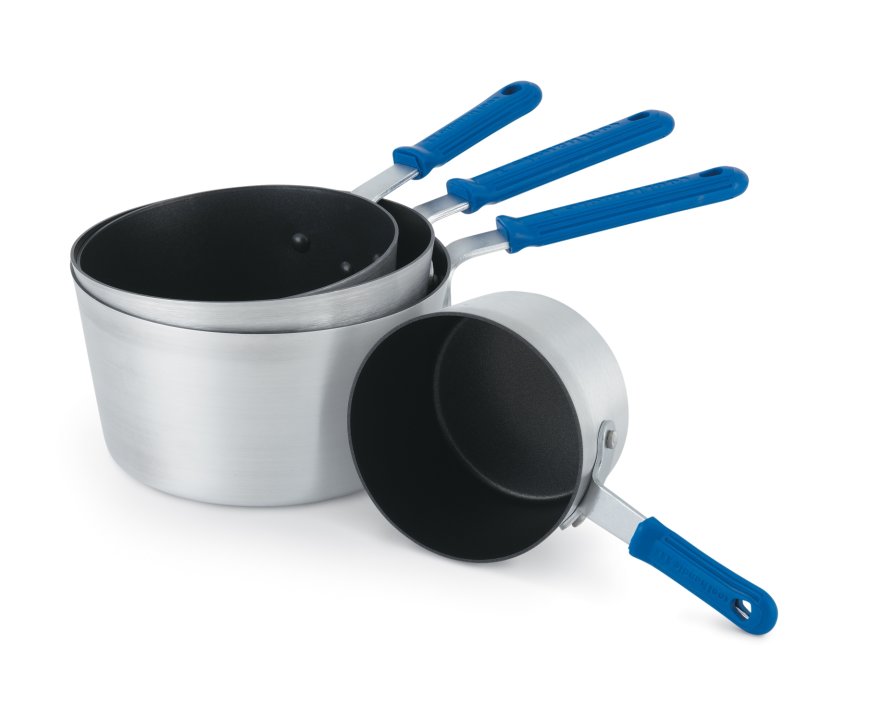 1 ½-quart Wear-Ever® tapered saucepan with Steel Coat X3™ nonstick coating and Cool Handle® rubber grip sleeve