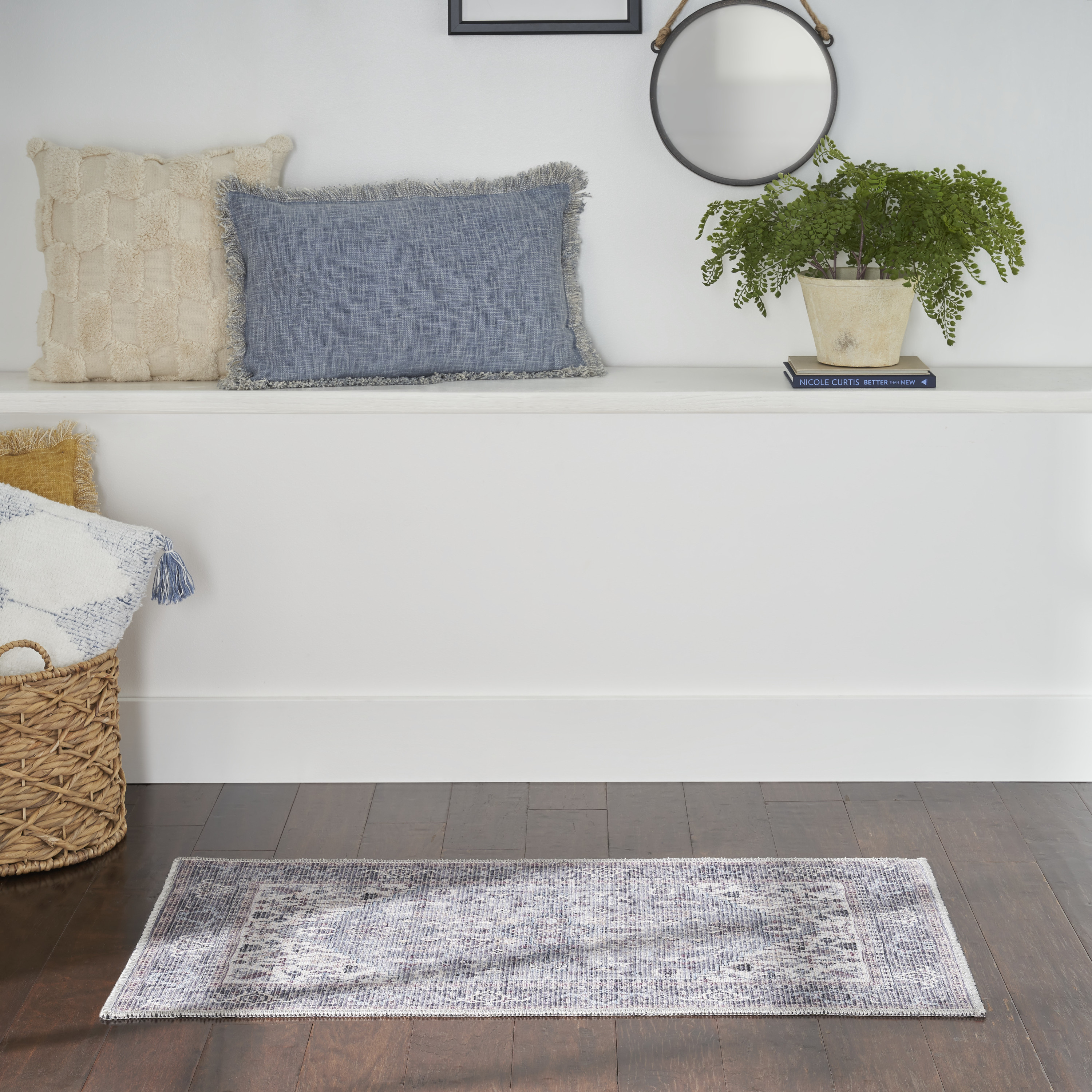 Nourison New Concept Washables 3' x 5' Grey Vintage Indoor Rug