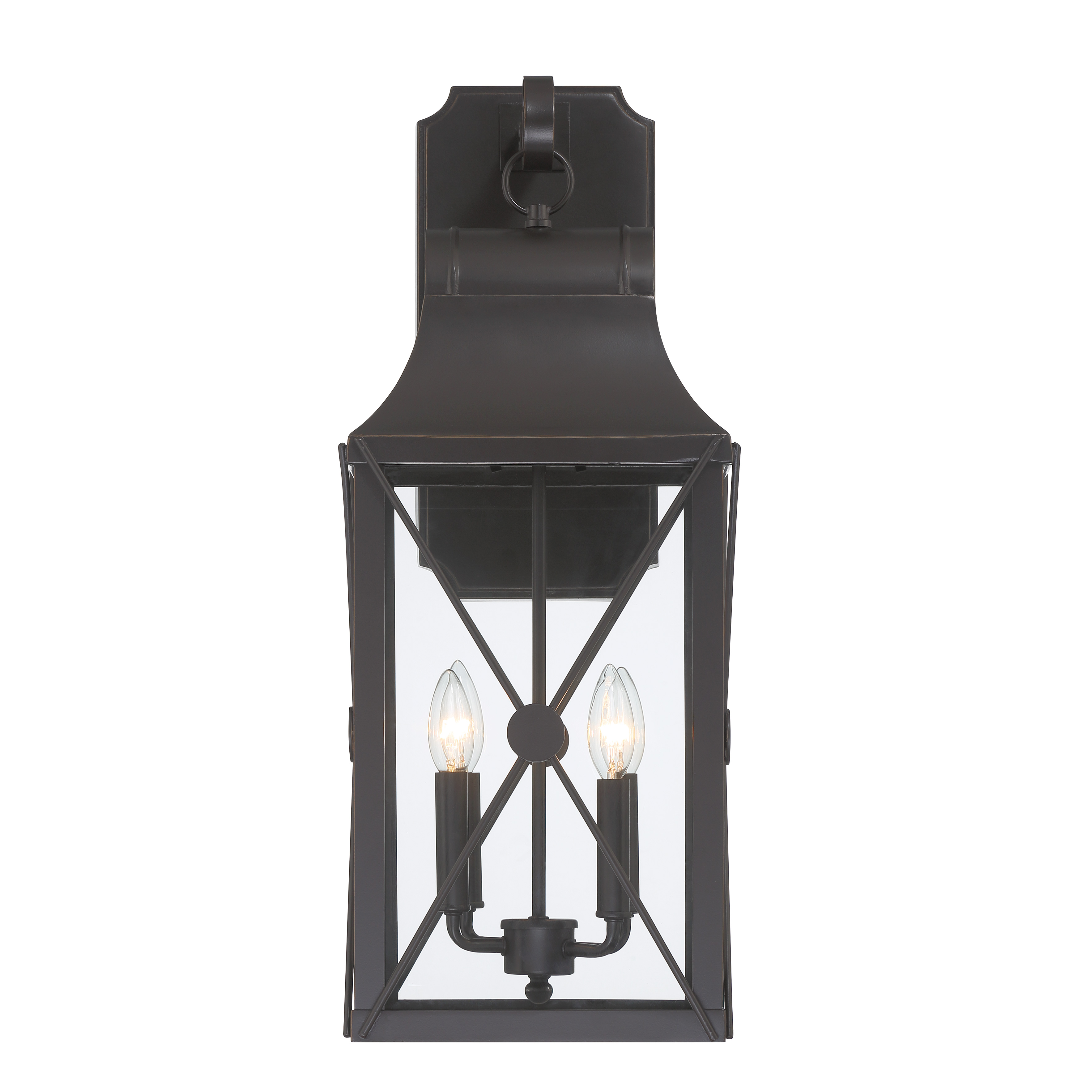 Medium Sized 4 Light Outdoor Wall Mount in Oil Rubbed Bronze with Gold Highlights Finish and Clear Glass - alternate view