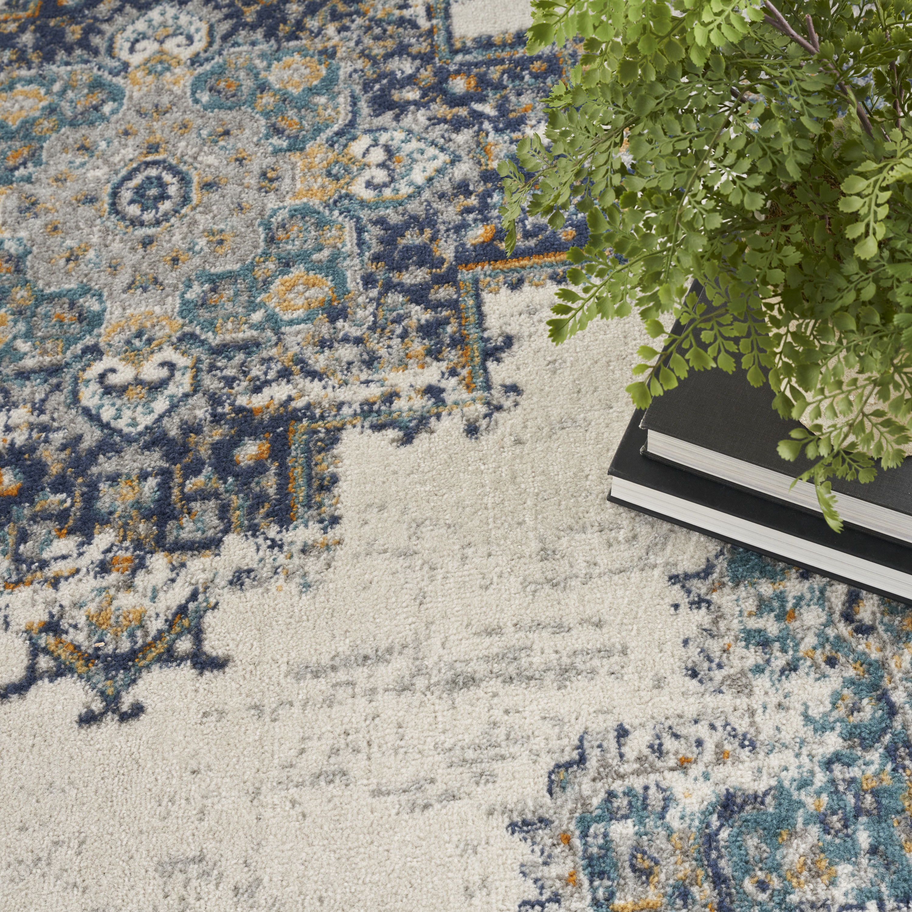 Nourison Passion 8' x 10' Ivory Grey Blue Vintage Indoor Rug