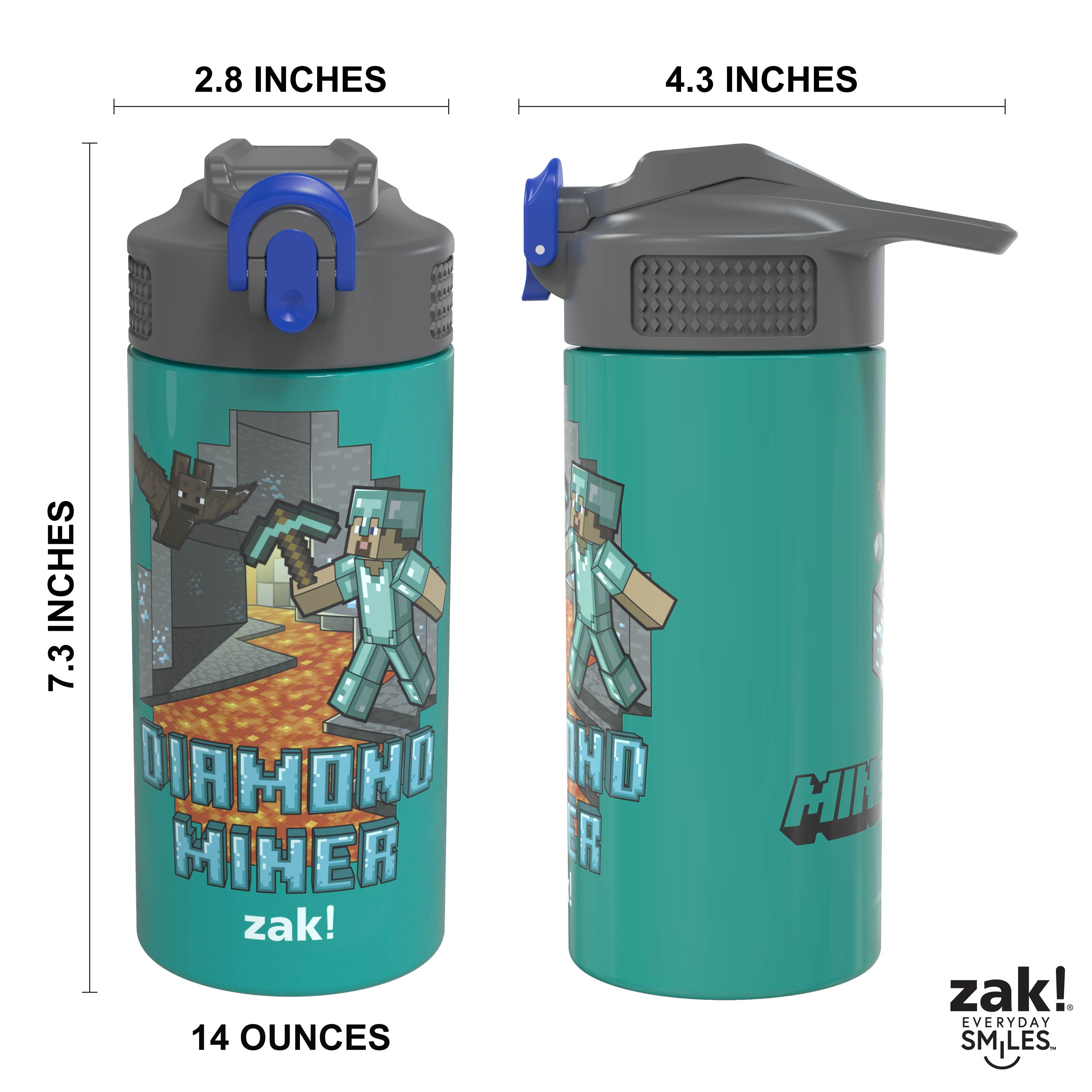 Minecraft 14 ounce Stainless Steel Vacuum Insulated Water Bottle, Diamond Miner slideshow image 9 Minecraft 14 ounce Stainless Steel Vacuum Insulated Water Bottle, Diamond Miner slideshow image 9