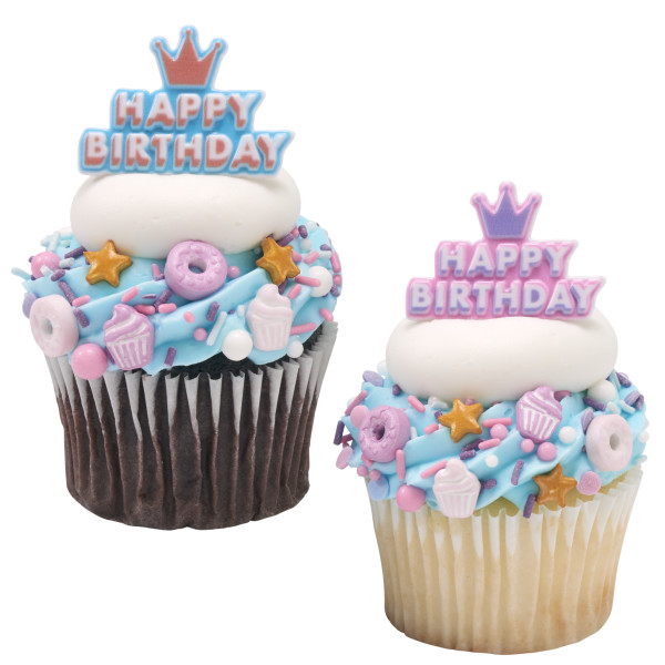 Happy Birthday Crown Cupcake Rings