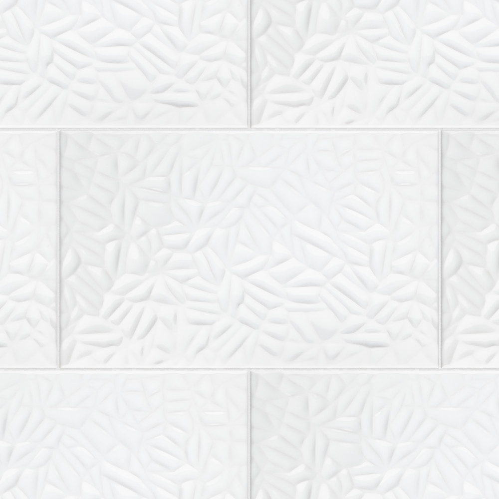 More Petal Glossy White 9-7/8 in. x 15-3/4 in. Ceramic Wall Tile