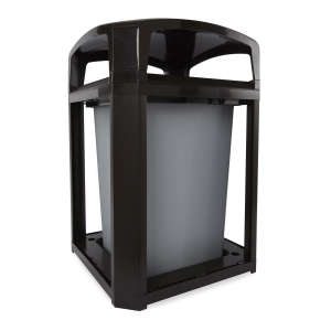 Rubbermaid Commercial, Landmark Series®, 35 gal, Resin, Black, Square, Receptacle