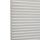 White cellular (honeycomb) blind, left-edge visible with uniform horizontal pleats; fully lowered and closed, softly filtering daylight; set against a bright, neutral interior background.