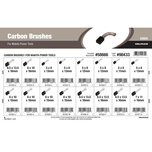 Metric Carbon Brushes Assortment (For Makita Power Tools)