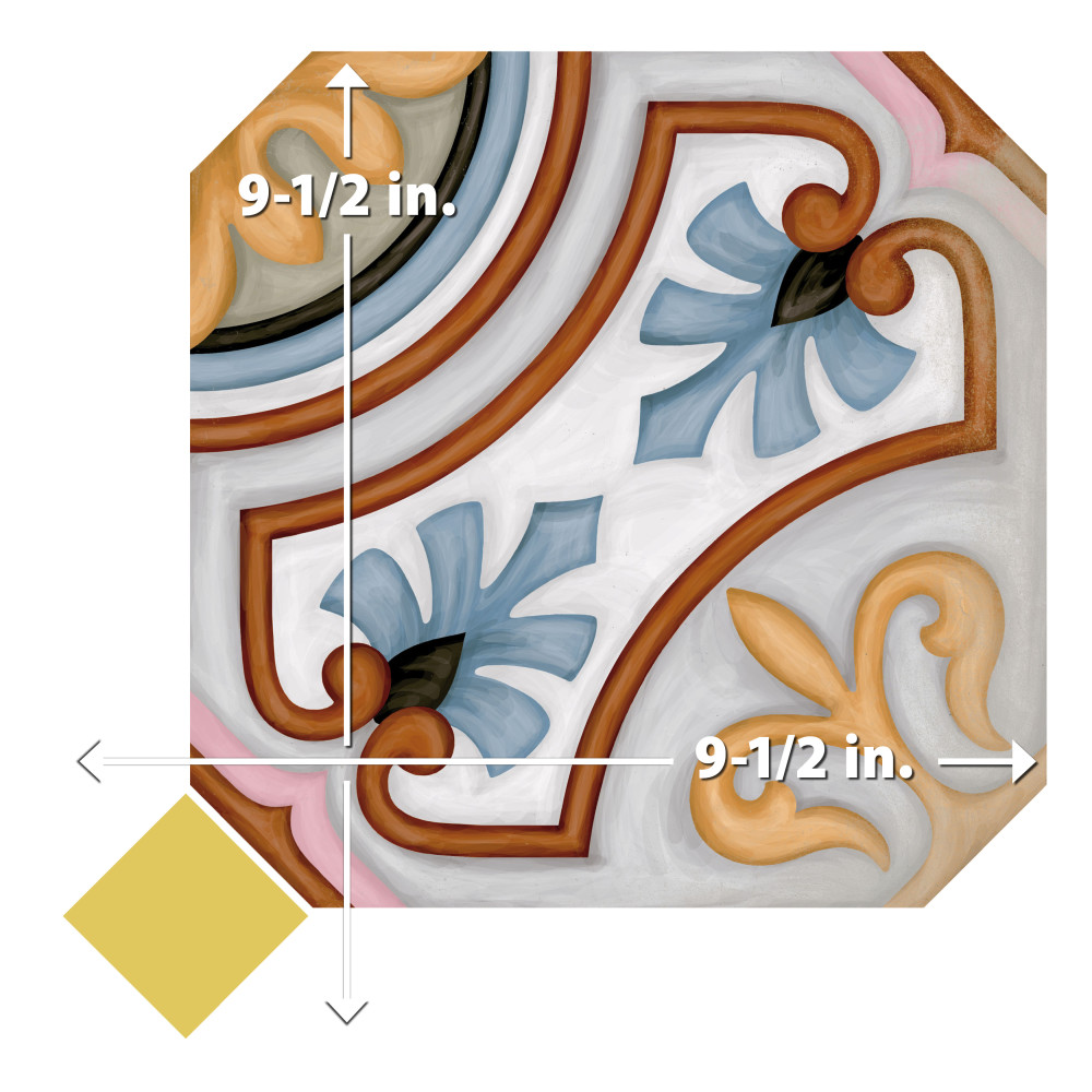 Vaudeville Octagon Deco Diglas with Taco Lima 7-7/8 in. x 7-7/8 in. Porcelain Floor and Wall Tile