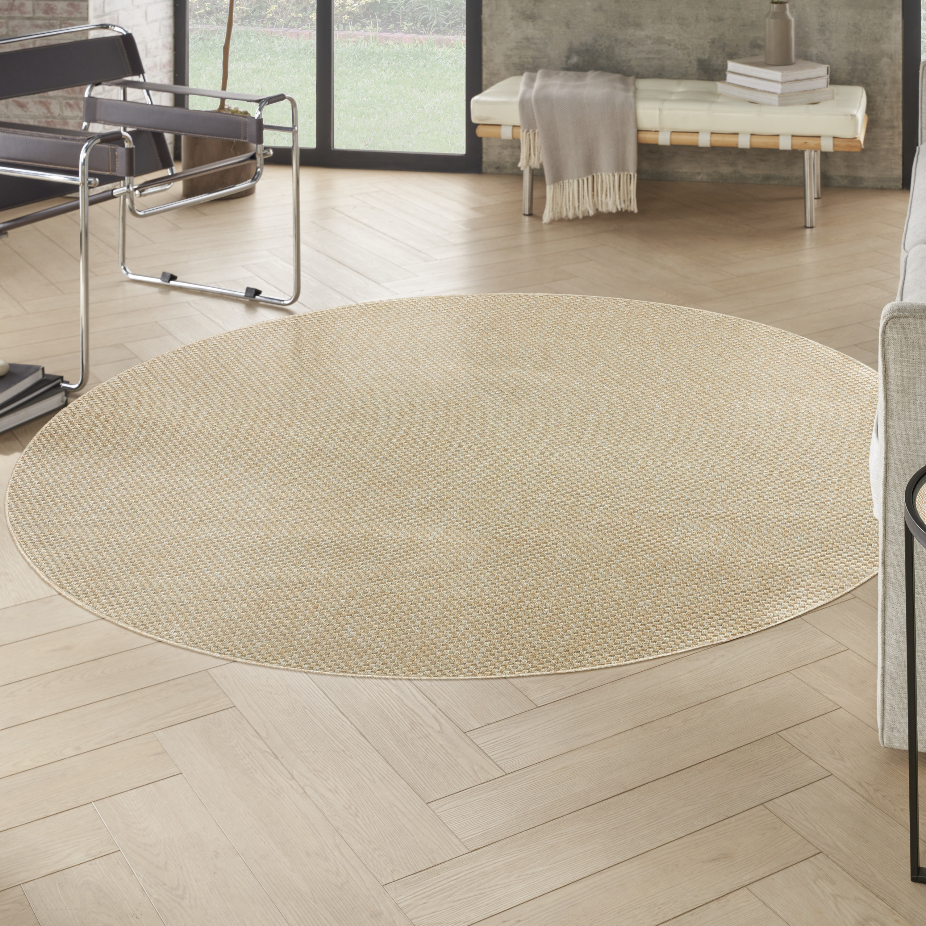 Nourison Tulum 8' x Round Cream Outdoor Rug