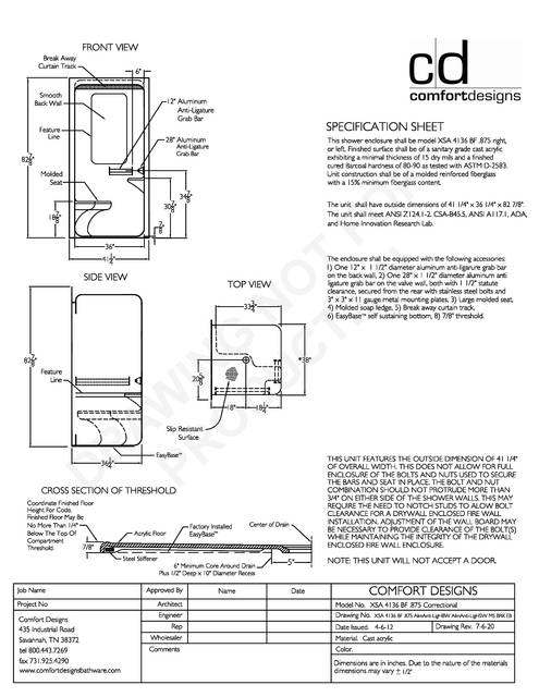 Spec Sheet — Cd Shower Spec Sheet Xsa 4136bf Correctional