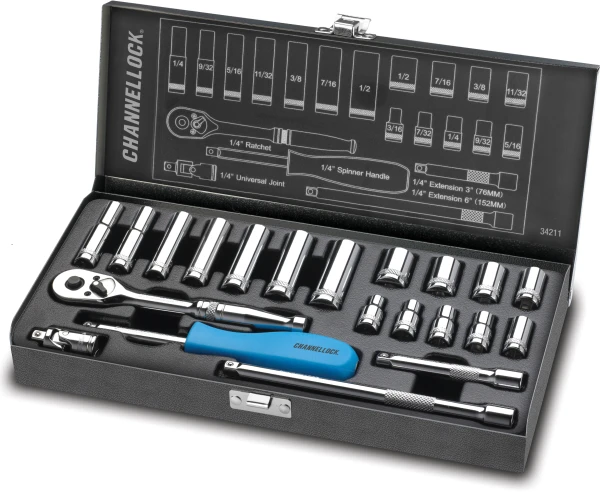 34211 21pc 1/4" SAE Drive Socket Set