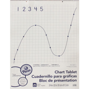 Grid Ruled Chart Tablet, Spiral Bound, 1" Grid, 24" x 32", 25 Sheets