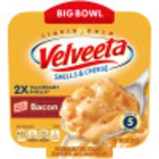 Velveeta Shells & Cheese w/ Bacon & 2X the Creamy Pasta Shells Big Bowl Microwavable Meal, 5 oz Tray