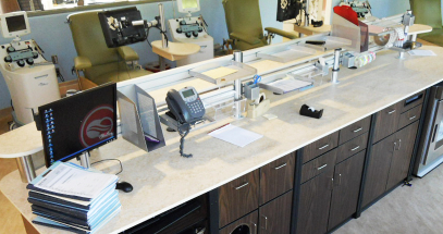 Raise monitors, keyboards and important items off of the work surface to maximize limited space and stay organized.