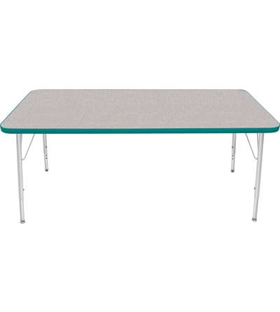 Creative Colors® Activity Table, Rectangle, 30" x 60", Gray Nebula Top Color, Teal Edge Color, Standard Leg Height, Platinum Sil