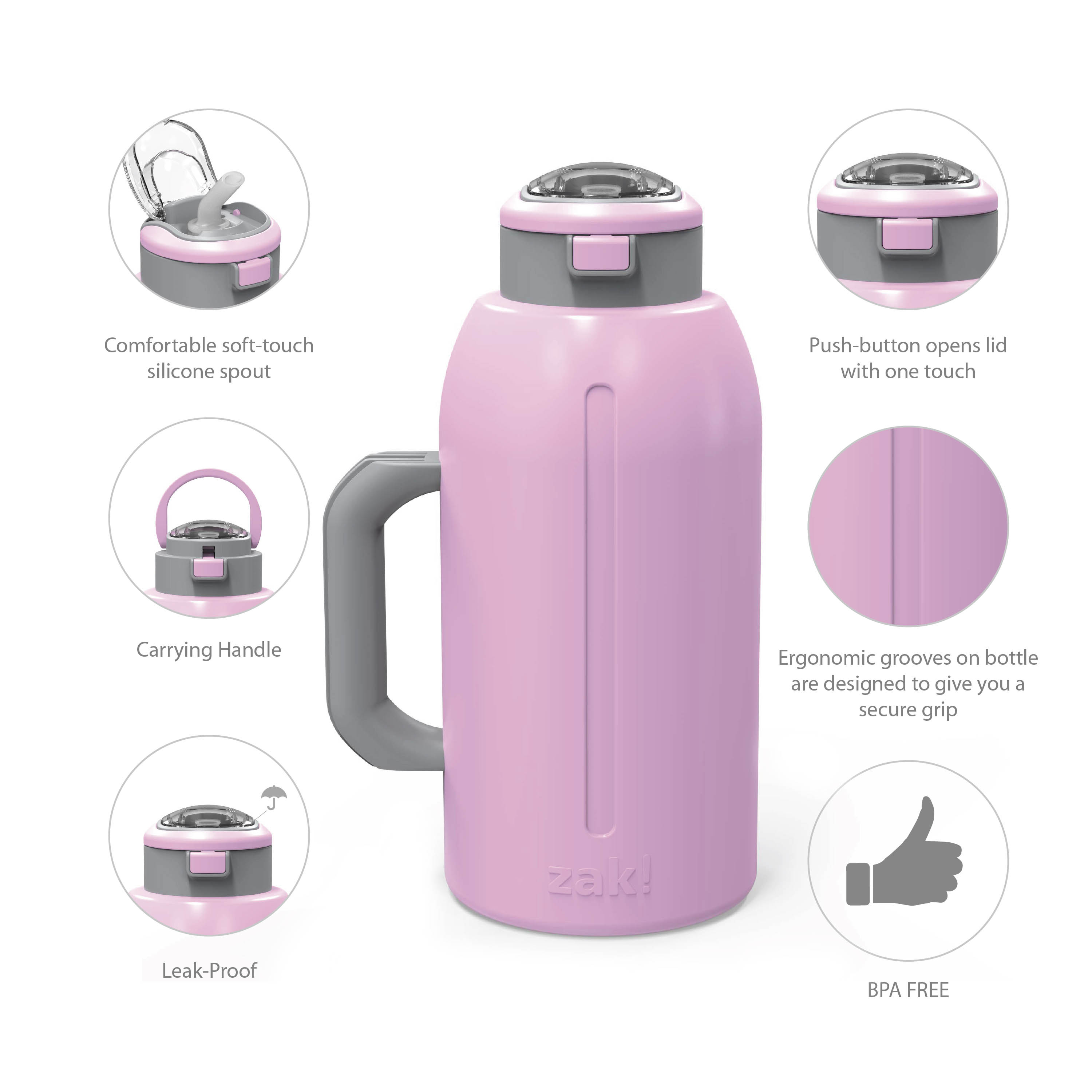 Genesis 64 ounce Stainless Steel Water Bottles, Lilac slideshow image 7 Genesis 64 ounce Stainless Steel Water Bottles, Lilac slideshow image 7