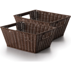 Brown Wicker Storage Baskets, Set of 2