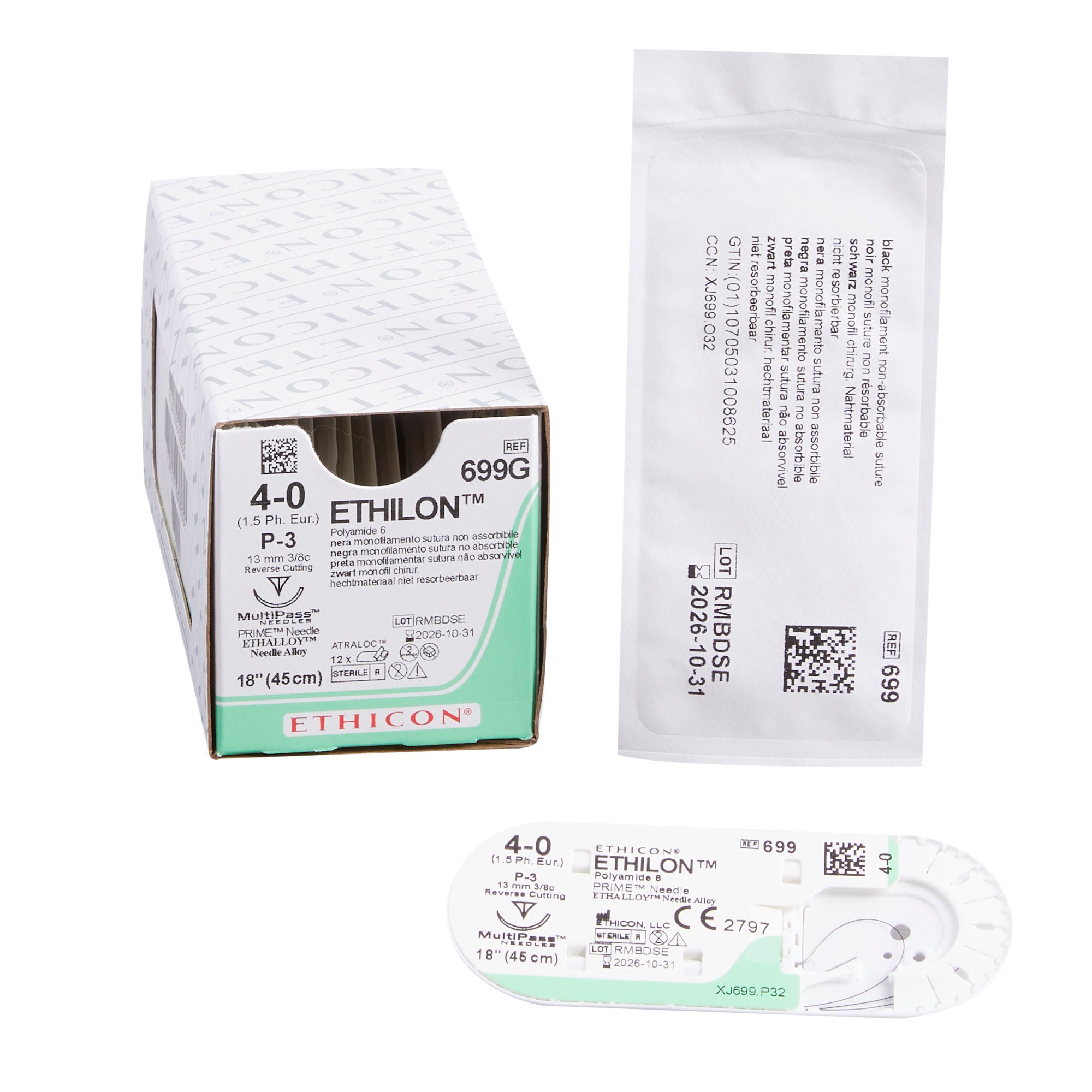 Ethilon™ Suture with Needle, Size 4-0, 13mm