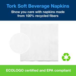 Tork, Advanced Beverage, Napkins, 2 ply, White