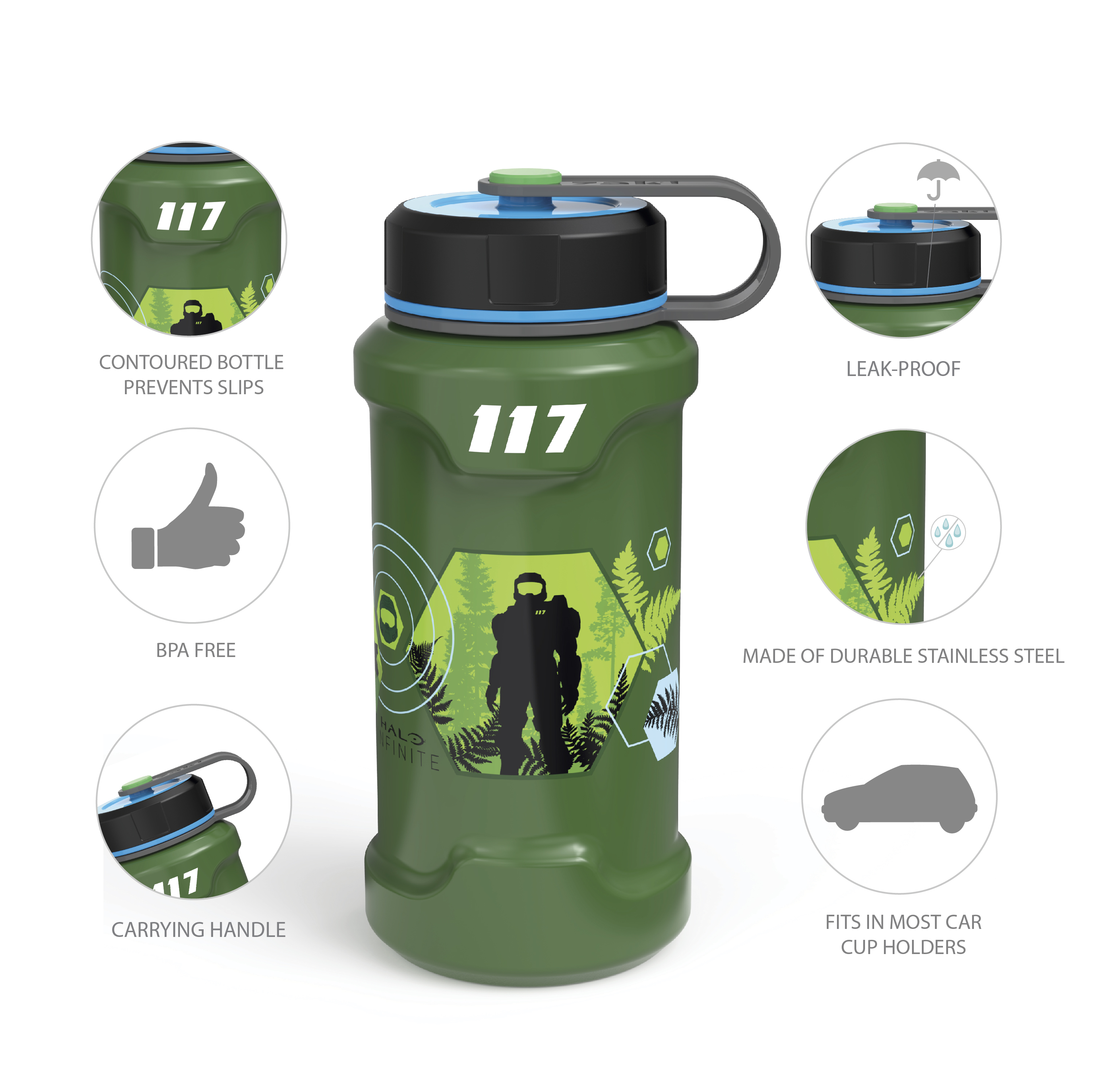 XBOX 24 ounce Stainless Steel Insulated Water Bottle, Halo slideshow image 8 XBOX 24 ounce Stainless Steel Insulated Water Bottle, Halo slideshow image 8