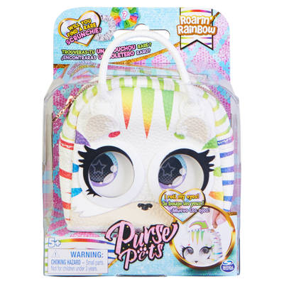 Purse Pets Micros, Roarin’ Rainbow Tiger Stylish Small Purse with Eye Roll Feature, Kids Toys for Girls Aged 5 and up