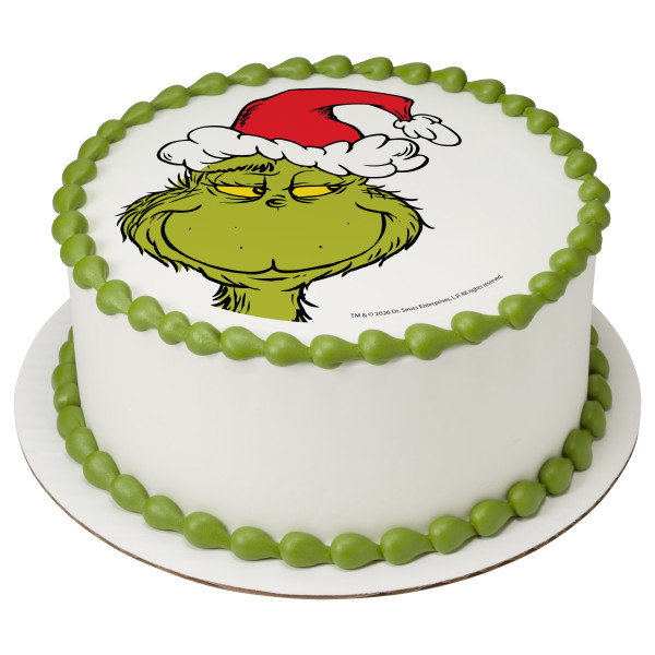 How the Grinch Stole Christmas! Grinch with Santa Hat PhotoCake® Edible Image®