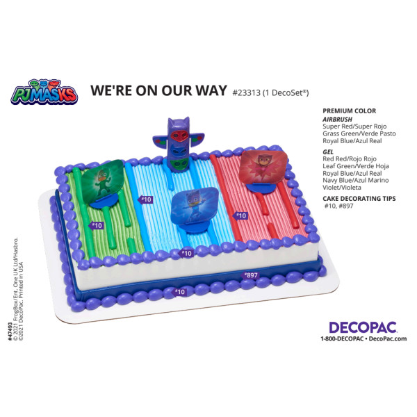 PJ Masks We're On Our Way! Cake Decorating Instruction Card