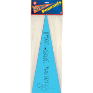 Happy 100th Day Paper Pennants, Pack of 36