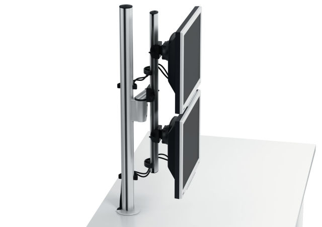LiftTEC® I Dual TSS displays 2 monitors on a Novus TSS column for comfortable side-by-side viewing